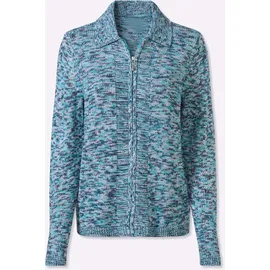 Classic Basics Strickjacke in Türkis-Himmelblau-Meliert 56