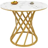 Okwish Esstisch, Gold, Holzwerkstoff, 80x76x80 cm, Esszimmer, Tische, Esstische
