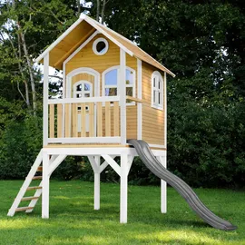 Axi Spielhaus Laura 318 x 272 x 191 cm Braun und Weiß mit Rutsche Grau