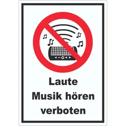 Aufkleber Laute Musik verboten A3 (297x420mm)