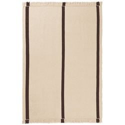 Ferm Living - Calm Kelim Wollteppich, 140 x 200 cm, off-white / coffee