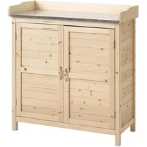 Outsunny Gartenschrank Holz Geräteschrank Schrank mit 2 Einlegeböden Natur 83 x 40 x 92 cm