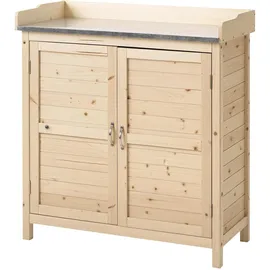 Outsunny Gartenschrank Holz Geräteschrank Schrank mit 2 Einlegeböden Natur 83 x 40 x 92 cm