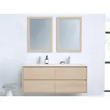 Waschbeckenunterschrank hängend mit Einbauwaschbecken - 120 cm - Eichenholzfurnier - MILIPAM