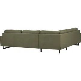 Home Affaire Ecksofa HOME AFFAIRE "Pinto, XXL, 250/290 cm, langer Schenkel, Ottomane", grün (khaki), B:290cm H:85cm T:250cm, Luxus-Microfaser in Lederoptik(100% Polyester);Cord (92% Polyester, 8% Polyamide), Sofas, Ecksofa, Cord, Chenille, Lederoptik, mit Keder,
