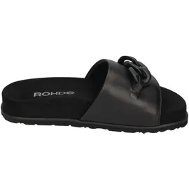 ROHDE Damen Pantolette Nappa Leder trendy Kurzpantolette Kettendetail Siena 6272, Größe:42 EU, Farbe:Schwarz - Schwarz - 42