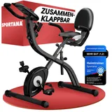 SPORTANA® Heimtrainer Fahrrad EAGLE 3-3in1 Ausdauer Ergometer - Klappbar - LCD Display - Höhenverstellbar - inkl. Fitnessbänder - Hometrainer, Fitnessbike, Workout Bike, Trimmrad, Indoor Bike