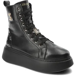 Schwarze Sneakers Libero Gefütterte Damenschuhe, 37