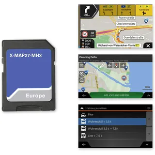 Xzent X-MAP27-MH3: Micro SD-Karte mit Reisemobil Navigation für XZENT X-427, und X-F285, Karten für Europa, Camping P.O.I. Paket, 3 Jahre kostenfreie Kartenupdates