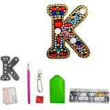 MEDOYOH Buchstaben K DIY Diamant Malerei Schlüsselanhänger, Retro Diamond Painting Buchstabe Schlüsselanhänger Acryl DIY Kunst Strass Diamant für Anhänger Tasche Dekor Brosche