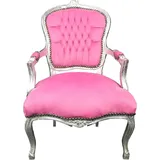 Casa Padrino Barock Salon Stuhl Rosa / Silber - Barock Antik Stil Möbel