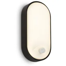 Briloner - LED Wandlampe Aussen IP65 Bewegungsmelder, bis 6m Reichweite, 100 Grad Erfassung, Aussenlampe, Wandleuchte aussen, LED Strahler außen, Außenbeleuchtung, 22x10,5x6 cm, Schwarz