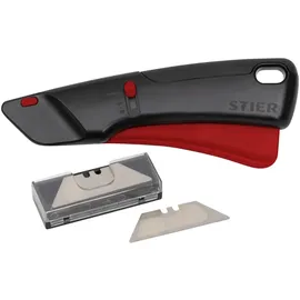 Stier Sicherheits-Cuttermesser Premium mit 10 Ersatz-Klingen, automatischem Klingeneinzug