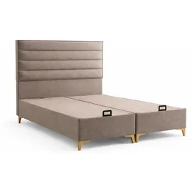 aea Bett mit Matratze Moderner Stil Braun Bett mit Stauraum Stoffbezug - Braun