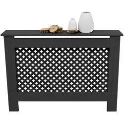 ECD Germany Heizungsabdeckung Heizkörperverkleidung MDF Wabenmuster 112x19x82 cm Schwarz