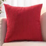 SWJ-swjssb Kissenbezug 80x80, 2er Set,Sofa Kissenbezüge 65x65,Kord Zierkissenbezug Dekokissen Sofakissen Bezug Groß Kissenhülle Dekorative Weiche Zierkissenbezüge Kissen Bezug(Rot,80x80 cm)