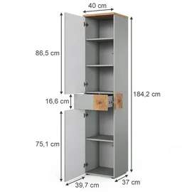 Vicco Eden Hochschrank 40 x 184,2 cm Grau/Artisan MDF