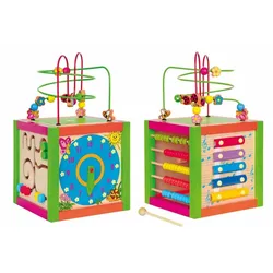 ToyToyToy Holzmultifunktionswürfel Activity Würfel Kleinkindspielzeug Motorik 1 St