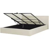 Beliani Polsterbett Beige Leinenoptik Bettrahmen mit Lattenrost 180x200 cm