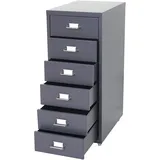 Mendler Rollcontainer Boston T851, Schubladenschrank Stahlschrank, 69x28x41cm 6 Schubladen - dunkelgrau