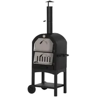 Outsunny Pizzaofen Outdoor mit Rollen, Grillofen Schutzhülle Pizzaschaufel 2