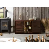 Massivmoebel24 Sideboard Akazie 145x40x78 dunkelbraun lackiert Bark 200