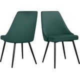 INOSIGN Esszimmerstuhl »Malio«, (Set), 2 St., Veloursstoff, eleganter Stuhl mit Rücken und Sitzpolster und schwarzen Metallbeinen grün