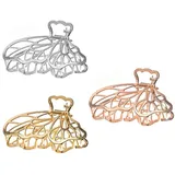 KOMUNJ 3 Stück Metall Haarklammern, Große Schmetterling Krallen Clips, Metall große Haarklammern, Große Haarklammer, für Frauen und Mädchen, Goldenes/Roségold/Silber