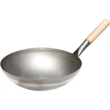 All'Grill Allgrill Grillgeschirr, Original chinesische Wokpfanne Ø 33 cm Mit Holzgriff und Edelstahl-Wokring