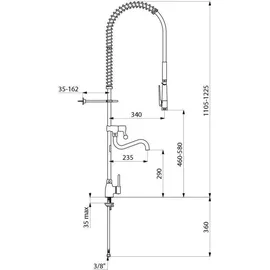 Delabie Geschirrspülbr. schw mit Mischer+Handbr. 433010,Auslaufvent.