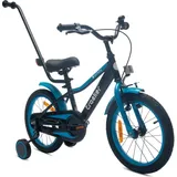 Sun Baby Tracker Bike Kinderfahrrad Jungen Fahrrad Stützräder Schubstange 16 Zoll neon blau - Blau