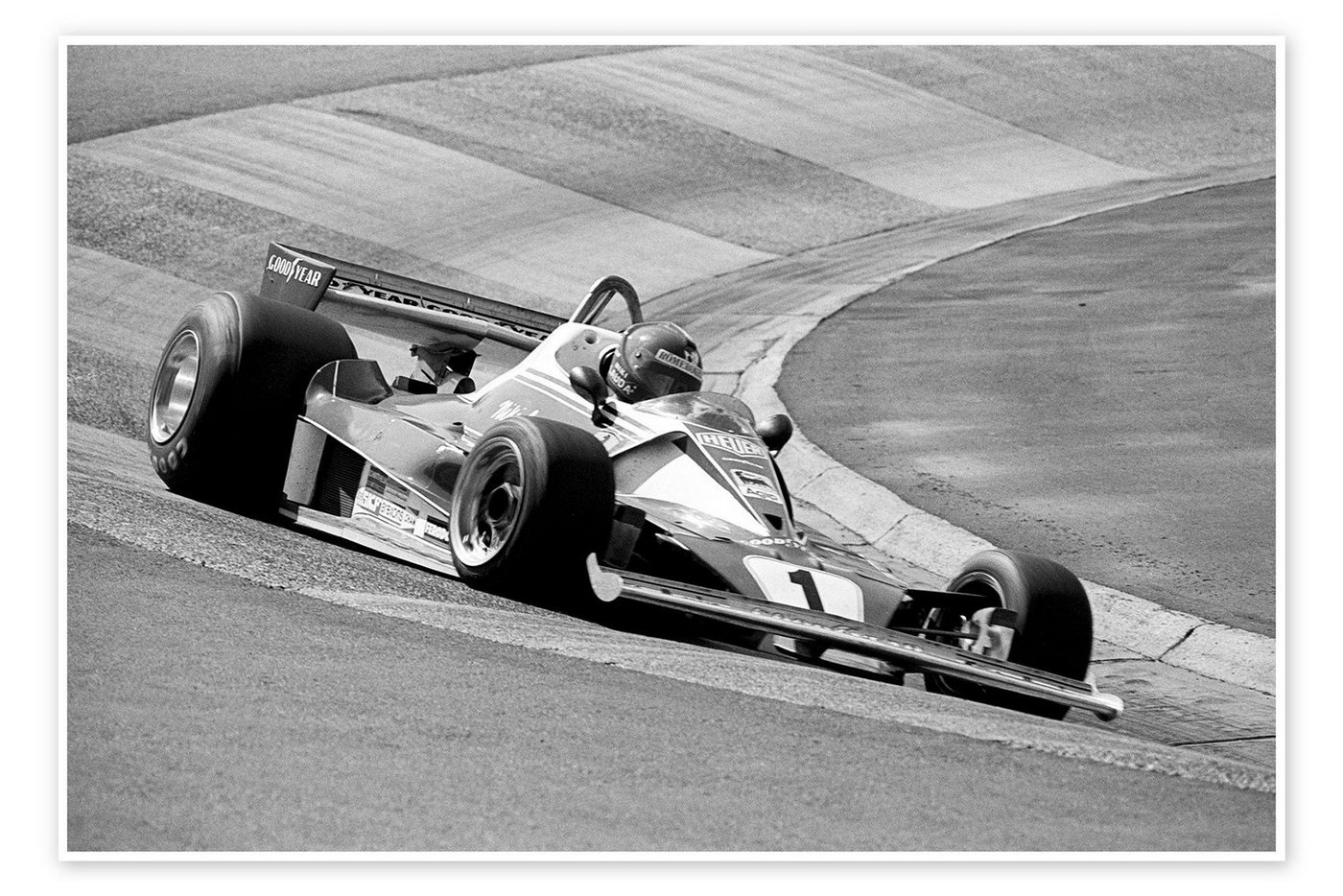 Posterlounge Poster Motorsport Images, Niki Lauda, Ferrari 312T2, Großer Preis von Deutschland, Nürburgring 1976, Vintage Fotografie schwarz 100 cm x 70 cm