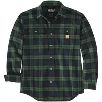 CARHARTT Loose Fit Heavyweight Flannel Long-Sleeve Plaid Hemd, grün,