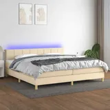 vidaXL Boxspringbett mit Matratze & LED Creme 200x200 cm Stoff