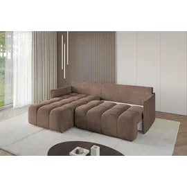 altdecor Ecksofa mit Schlaffunktion und Bettkasten LONLI-L 251x189x68 cm Braun - Corner Sofa Bett Eckcouch Couch L-Form Schlafcouch Ausziehbar Wohn... - Braun/Dunkelbraun