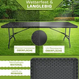 tillvex Campingtisch 180x75cm Klappbar Schwarz