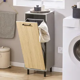 SoBuy Wäscheschrank mit Wäschesack Grau