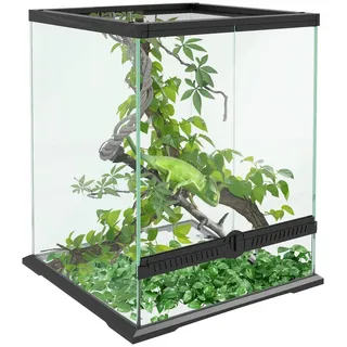 PawHut Terrarium für Reptilien Reptil Fütterungsbox mit Anti-Flucht-Design, Belüftung 120L Glasterrarium mit Kabelmanagement für Amphibien Spinne