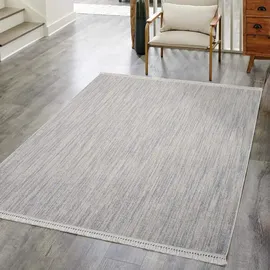 Carpet City "CLASICO 0052", grau, - 160x230 cm - Einfarbig, Meliert - Fransen-Teppiche Modern, Boho, Fransen, Wohnzimmer