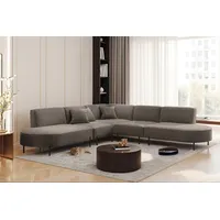 Fun Möbel Ecksofa Designersofa VALENCIA in Stoff Quelle Braun