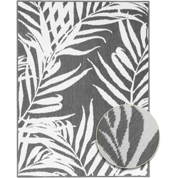 Teppich "Outdoorteppich REVERSO - Palm Tree", grau (grau,beige), B:200cm H:5mm L:280cm, Polypropylen, PRIMAFLOR-IDEEN IN TEXTIL, Teppiche, Wendeteppich, Palmblätter, In- und Outdoor geeignet, wasserfest