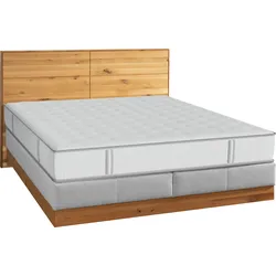Boxspringbett ALINA "Clivia", grau (hellgrau gba 9), B:190cm L:208cm, Struktur GBA (100% Polyester), Komplettbetten, Boxspringbett, in verschiedenen Größen erhältlich