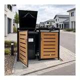 abc HOME Mülltonnenbox 2er für bis zu 2X 240L Tonnen – Stahl, Abschließbar, Anthrazit