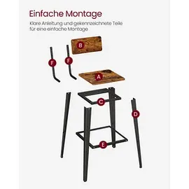 VASAGLE Barhocker LBC078B01 braun, 2 St.