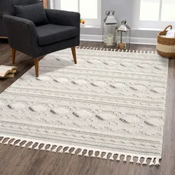 Teppich »VALENCIA 930«, rechteckig, 20 mm Höhe, Boho-Stil, Hochtief-Muster/ 3D-Effekt, mit Fransen, 18467623-0 Creme 20 mm