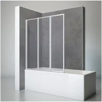 Schulte Badewannenfaltwand 3-teilig, 127 x 140 cm, Kunstglas Softline hell Alu-Natur - Grau