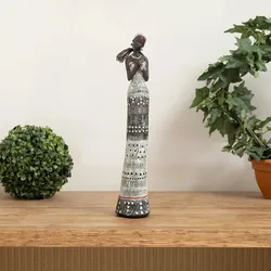 Moritz Deko-Figur Afrikanische Frauen Kunstfigur kulturell weiß aus Polyresin Dekorations Idee Standdeko Mensch Statue Skulptur Einheimisch Tradition