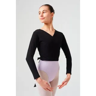 tanzmuster Sweatjacke Ballett Wickelacke Mandy aus weicher Baumwolle Ballettjacke für Mädchen schwarz 104/110