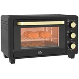 Homcom - Mini Backofen 16 l 1400W 100-230°C 60 Min. Timer inkl. Krümelblech, Backblech und Grillrost, Innenbeleuchtung, Minibackofen mit Tablettgriff,