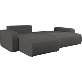 kaiser möbel Ecksofa mit schlaffunktion und bettkasten, Eckcouch MILANO XL stoff Quelle Graphit Links - Grau